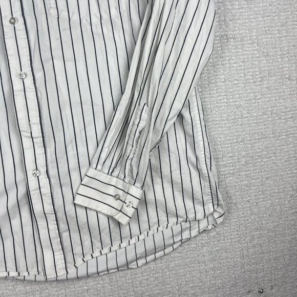 Avirex USA Shirt Mens L White / Black Button Up Long Sleeve Striped *Read* - Picture 5 of 16